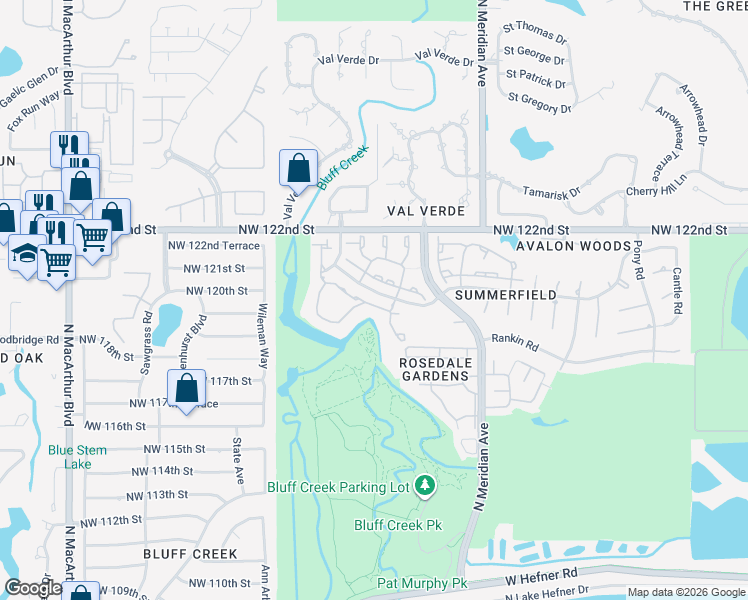 map of restaurants, bars, coffee shops, grocery stores, and more near 4621 Hemlock Lane in Oklahoma City