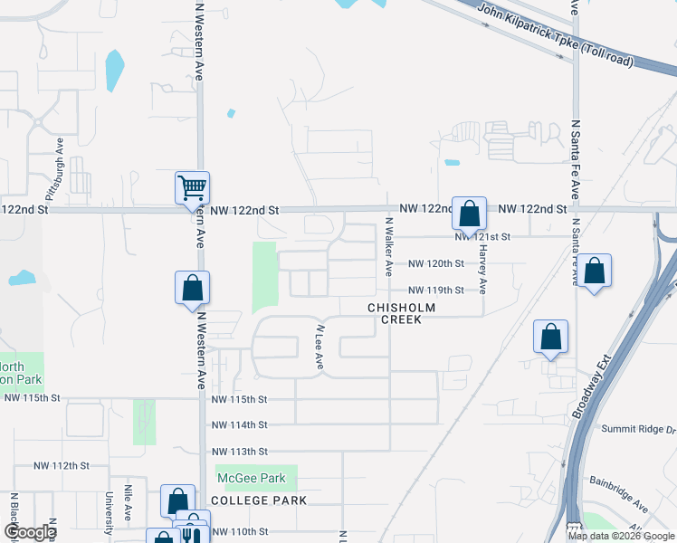 map of restaurants, bars, coffee shops, grocery stores, and more near 12021 Chisholm Village Drive in Oklahoma City