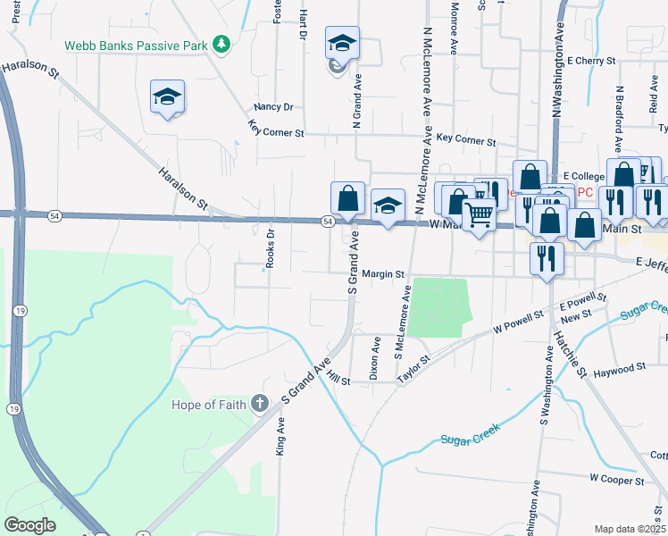 map of restaurants, bars, coffee shops, grocery stores, and more near 717 Margin Street in Brownsville