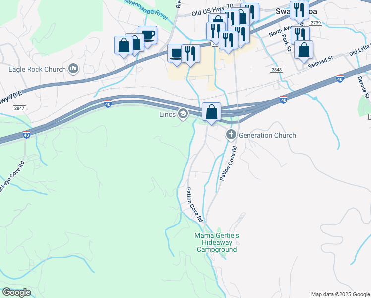 map of restaurants, bars, coffee shops, grocery stores, and more near 17 Kema Road in Swannanoa