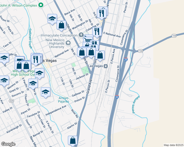 map of restaurants, bars, coffee shops, grocery stores, and more near 699 Jackson St in Las Vegas