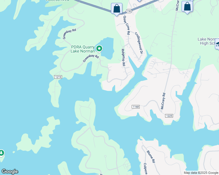 map of restaurants, bars, coffee shops, grocery stores, and more near 448 Greenbay Road in Mooresville