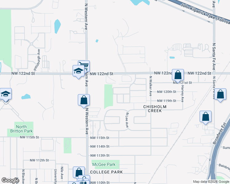 map of restaurants, bars, coffee shops, grocery stores, and more near 12016 North Francis Avenue in Oklahoma City