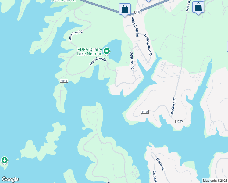 map of restaurants, bars, coffee shops, grocery stores, and more near 448 Greenbay Road in Mooresville