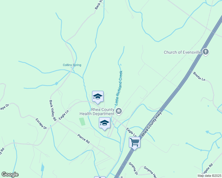 map of restaurants, bars, coffee shops, grocery stores, and more near 484 Eagle Lane in Evensville