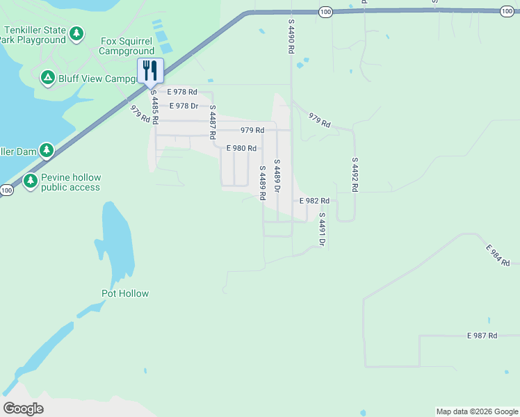 map of restaurants, bars, coffee shops, grocery stores, and more near 448943 982 Road in Vian