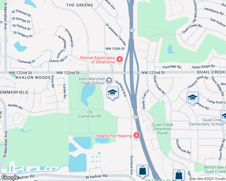 map of restaurants, bars, coffee shops, grocery stores, and more near 12201 Portland Avenue in Oklahoma City