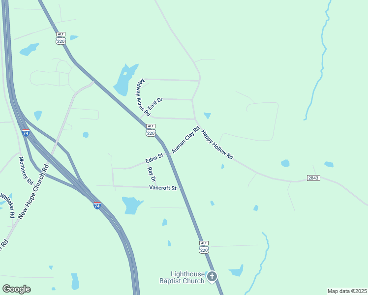 map of restaurants, bars, coffee shops, grocery stores, and more near 152 Auman Clay Road in Asheboro