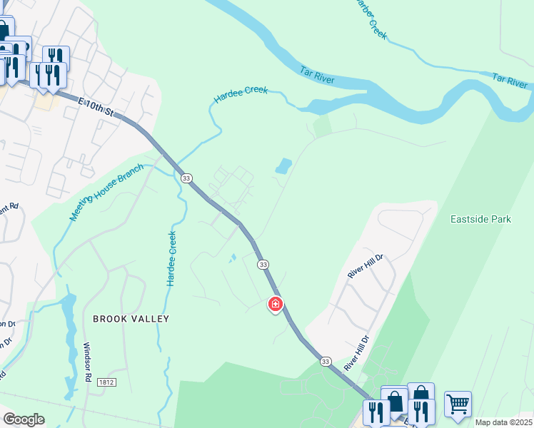 map of restaurants, bars, coffee shops, grocery stores, and more near 1030 Port Terminal Road in Greenville