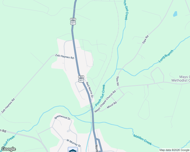 map of restaurants, bars, coffee shops, grocery stores, and more near 3408 South US 321 Highway in Maiden