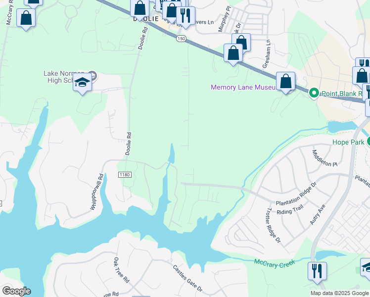 map of restaurants, bars, coffee shops, grocery stores, and more near 234 Kendra Drive in Mooresville