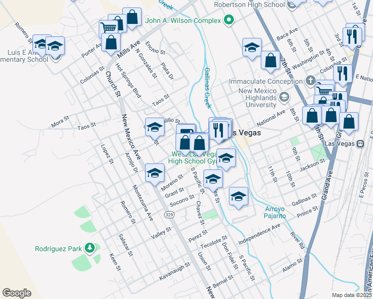 map of restaurants, bars, coffee shops, grocery stores, and more near 230 Plaza Street in Las Vegas