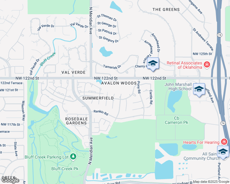 map of restaurants, bars, coffee shops, grocery stores, and more near 4316 Avalon Court in Oklahoma City