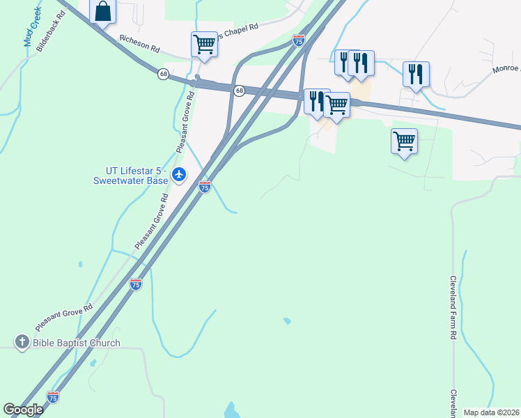 map of restaurants, bars, coffee shops, grocery stores, and more near 700 Telford Road in Sweetwater