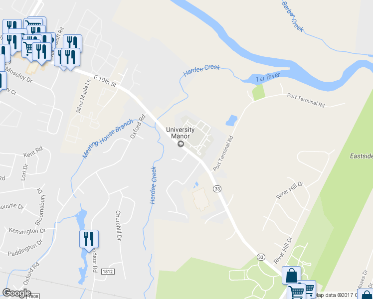 map of restaurants, bars, coffee shops, grocery stores, and more near 3587 Highway 33 in Greenville
