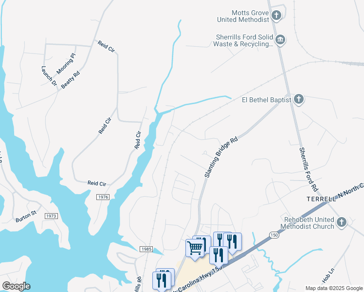map of restaurants, bars, coffee shops, grocery stores, and more near 7838 Adeline Lane in Sherrills Ford