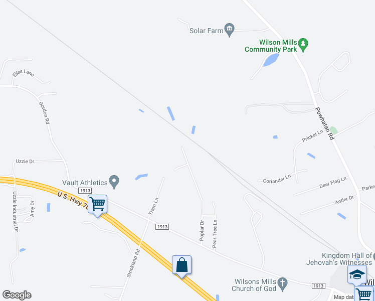 map of restaurants, bars, coffee shops, grocery stores, and more near 152 Poplar Drive in Clayton