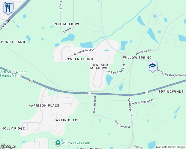 map of restaurants, bars, coffee shops, grocery stores, and more near 637 Spruce Meadows Lane in Wake County