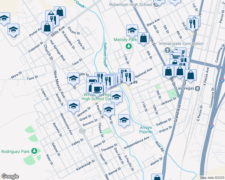 map of restaurants, bars, coffee shops, grocery stores, and more near in Las Vegas
