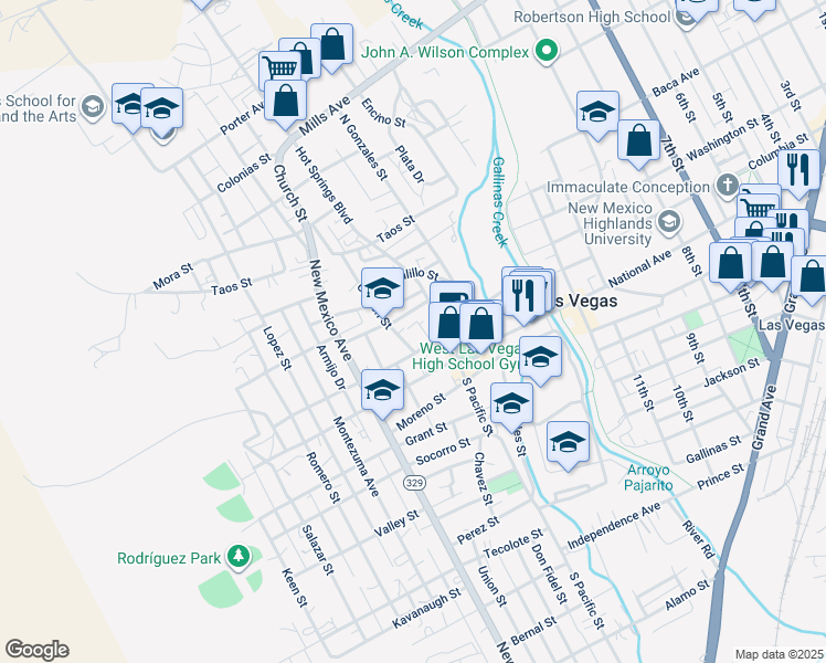 map of restaurants, bars, coffee shops, grocery stores, and more near 331 Santa Fe Street in Las Vegas