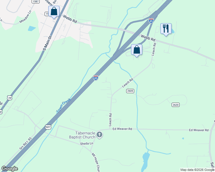 map of restaurants, bars, coffee shops, grocery stores, and more near 1143 Tyre Drive in Salisbury