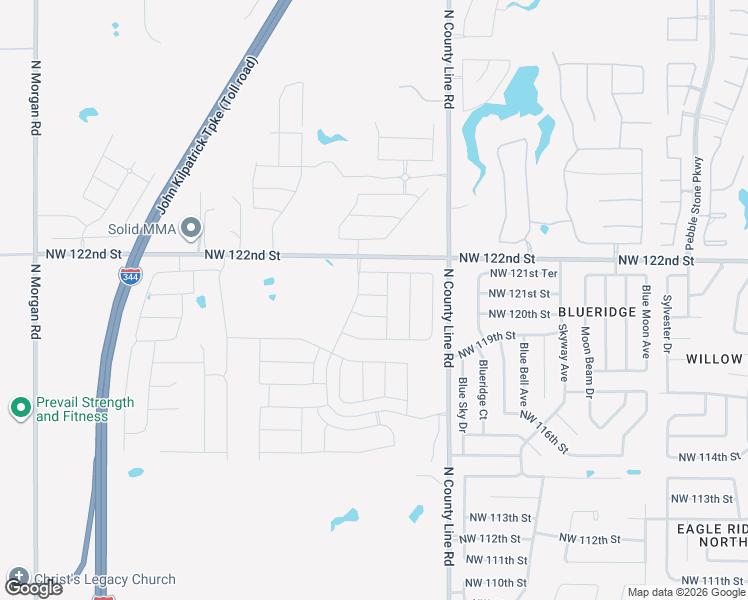map of restaurants, bars, coffee shops, grocery stores, and more near 9116 Northwest 121st Street in Yukon
