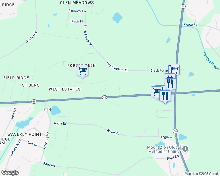 map of restaurants, bars, coffee shops, grocery stores, and more near 10609 Orchid Lane in Raleigh