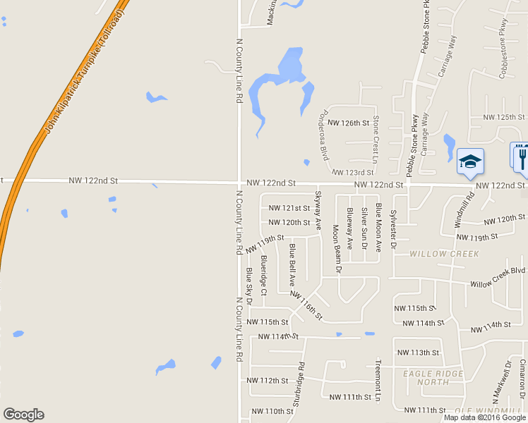 map of restaurants, bars, coffee shops, grocery stores, and more near 8848 Northwest 121st Street in Oklahoma City