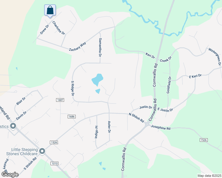 map of restaurants, bars, coffee shops, grocery stores, and more near 127 Forest Lane in Garner
