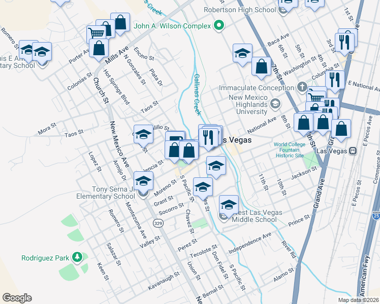 map of restaurants, bars, coffee shops, grocery stores, and more near 1902 N Gonzales St in Las Vegas