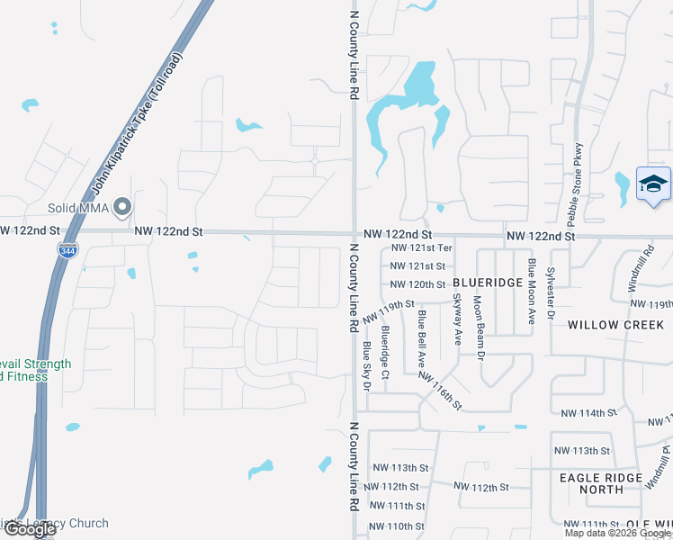 map of restaurants, bars, coffee shops, grocery stores, and more near 9101 NW 120TH ST ST in Yukon