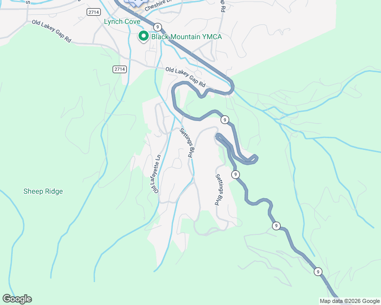 map of restaurants, bars, coffee shops, grocery stores, and more near 40 Settings Boulevard in Black Mountain
