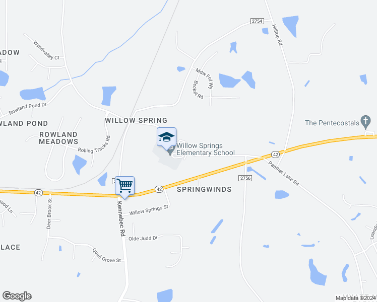 map of restaurants, bars, coffee shops, grocery stores, and more near Stephenson Adams Lane in Wake County