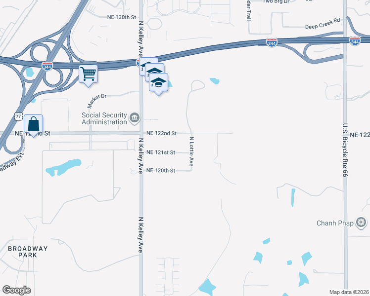 map of restaurants, bars, coffee shops, grocery stores, and more near 1213 Northeast 121st Street in Oklahoma City