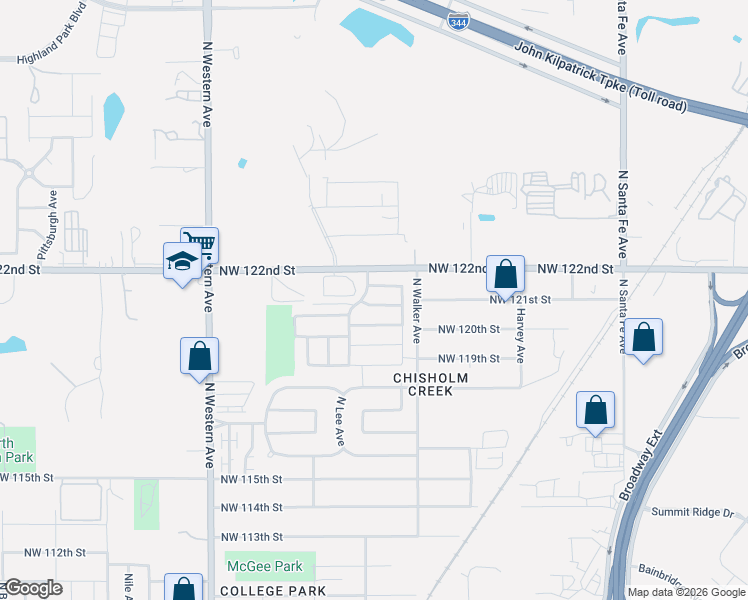 map of restaurants, bars, coffee shops, grocery stores, and more near 621 Northwest 121st Street in Oklahoma City