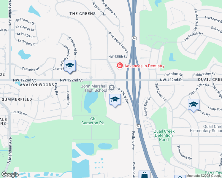 map of restaurants, bars, coffee shops, grocery stores, and more near 12201 Portland Avenue in Oklahoma City