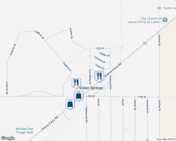 map of restaurants, bars, coffee shops, grocery stores, and more near 6984 Spur Pl in Dolan Springs