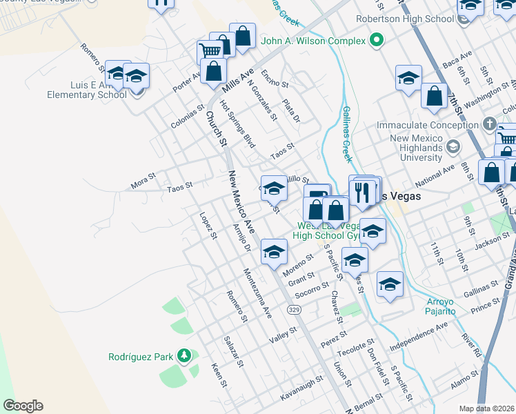 map of restaurants, bars, coffee shops, grocery stores, and more near 504 Santa Ana Street in Las Vegas