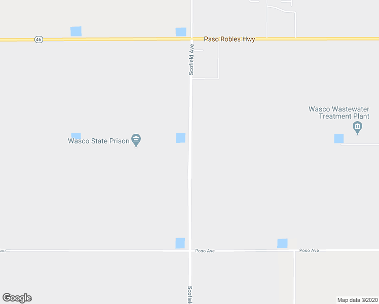 map of restaurants, bars, coffee shops, grocery stores, and more near Scofield Avenue in Wasco