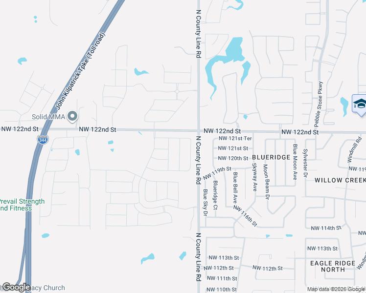 map of restaurants, bars, coffee shops, grocery stores, and more near 9101 NW 120TH ST ST in Yukon