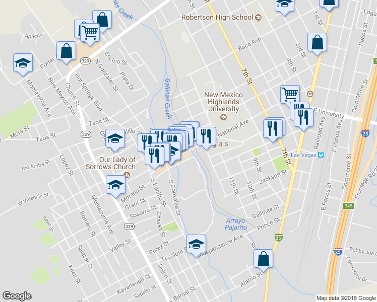 map of restaurants, bars, coffee shops, grocery stores, and more near Bridge Street in Las Vegas