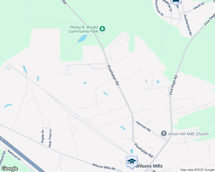 map of restaurants, bars, coffee shops, grocery stores, and more near 633 Powhatan Road in Clayton