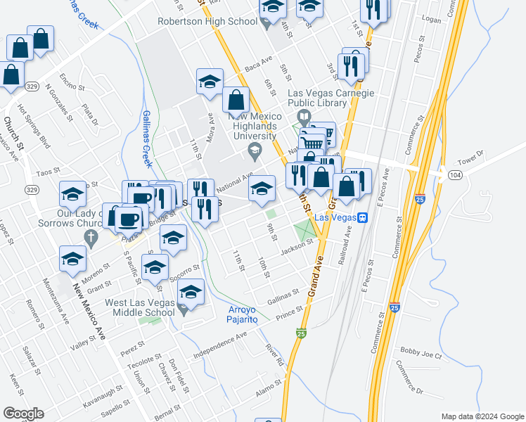 map of restaurants, bars, coffee shops, grocery stores, and more near 900 Douglas Ave in Las Vegas