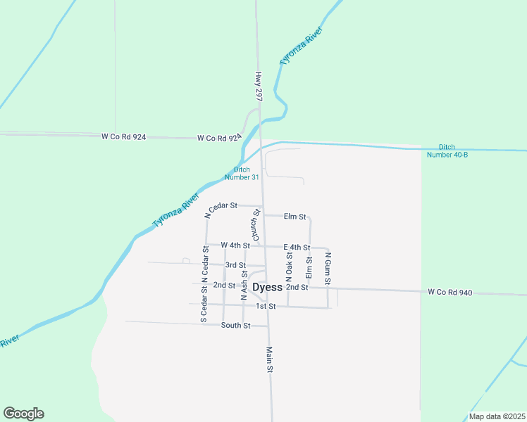 map of restaurants, bars, coffee shops, grocery stores, and more near 110 Center Drive in Dyess