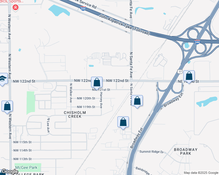 map of restaurants, bars, coffee shops, grocery stores, and more near 221 Northwest 121st Street in Oklahoma City