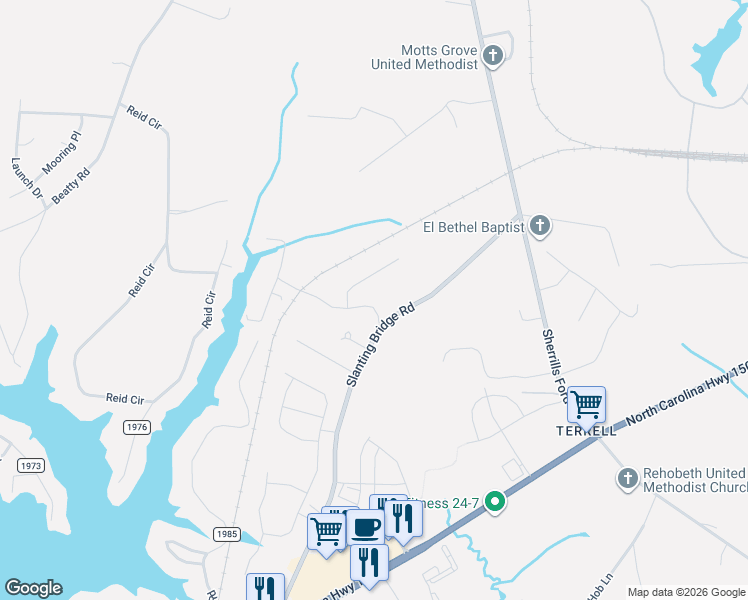 map of restaurants, bars, coffee shops, grocery stores, and more near 3653 Slanting Bridge Road in Sherrills Ford