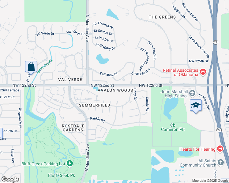 map of restaurants, bars, coffee shops, grocery stores, and more near 4316 Avalon Court in Oklahoma City