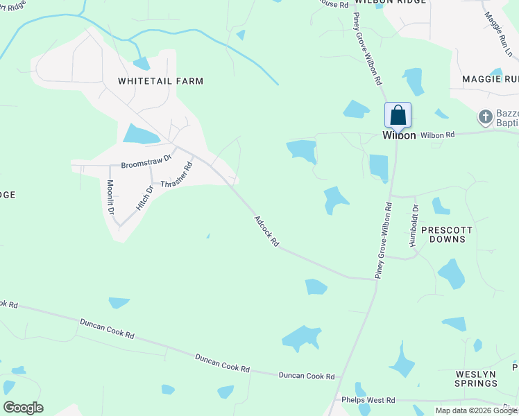 map of restaurants, bars, coffee shops, grocery stores, and more near 5824 Adcock Road in Holly Springs