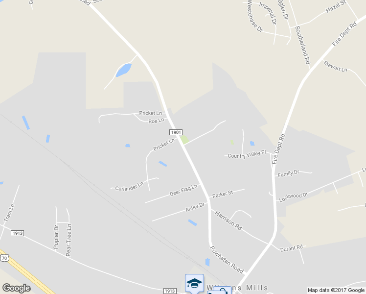 map of restaurants, bars, coffee shops, grocery stores, and more near 633 Powhatan Road in Clayton