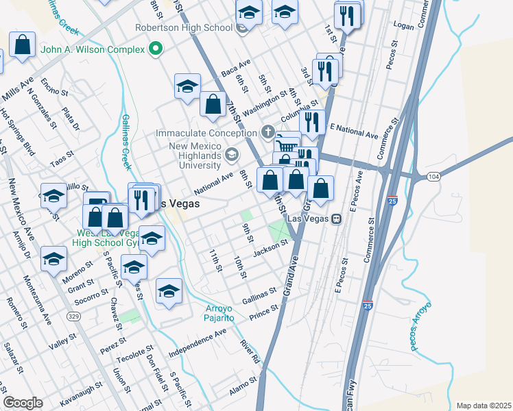 map of restaurants, bars, coffee shops, grocery stores, and more near 812 Douglas Avenue in Las Vegas